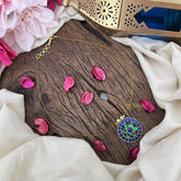 Vriksham Unique Round Shape Floral Invisible Chain-Blue Green-G18367