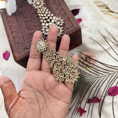 Vriksham Elegant Golden Touch Long Statement & Floral CZ Danglers Earrings-G20147