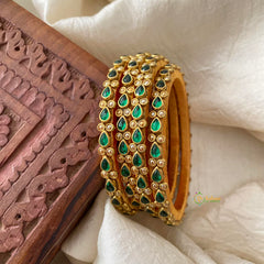 Green Silk Thread Kundan Bangle-Tilak-G12253