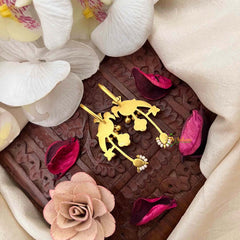 Vriksham Classic Parrot Style Pearl Detailing Kundan Jadau Bugadi-Red White-J4149