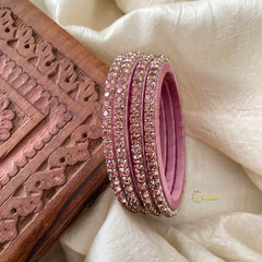 Single Line Stone Silk Thread Kundan Bangle -Pink-G12243
