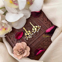 Vriksham leaf Motif Style Pearl Drop Kundan Jadau Bugadi-Red White & Green-J4151