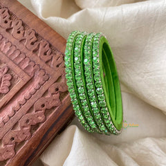 Single Line Stone Silk Thread Kundan Bangle -Green-G12246