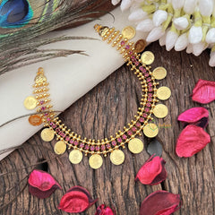 Vriksham Gold Look Alike Lakshmi Coin Short Neckpiece-G17258