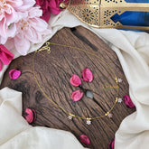 Vriksham Gold Look Alike AD Stone 5 Floral Invisible Chain-Lavender-G18344