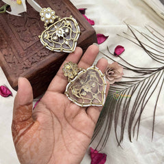 Vriksham Elegant Traditional Heart Shaped Kundan Earrings With Floral Design Earrings-G20148