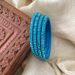 Single Line Stone Silk Thread Kundan Bangle -Blue-G12249