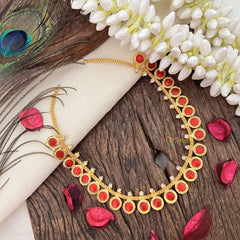 Vriksham Traditional Kerala Round Palakka Short Neckpiece-Red-G17275