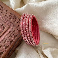 Single Line Stone Silk Thread Kundan Bangle -Baby Pink-G12250