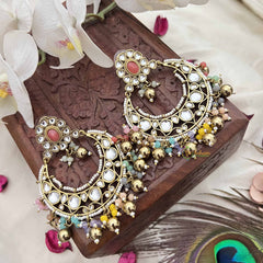 Vriksham Unique Mehreen Kundan Chandbali With Multicolor Beads & Golden Earrings-G20155