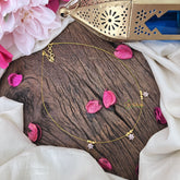 Vriksham Gold Look Alike AD Stone 3 Floral Invisible Chain-Lavender-G18343