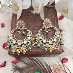 Vriksham Unique Mehreen Kundan Chandbali With Multicolor Beads & Golden Earrings-G20155
