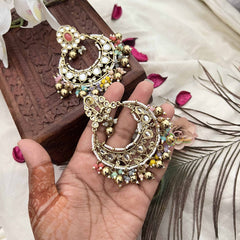 Vriksham Unique Mehreen Kundan Chandbali With Multicolor Beads & Golden Earrings-G20155