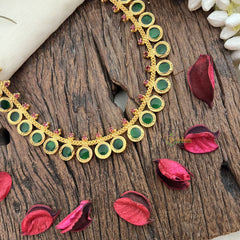 Vriksham Traditional Kerala Round Palakka Short Neckpiece Green-G17239
