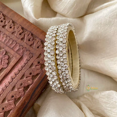 3 Line Stone Silk Thread Kundan Bangle -White-G12264