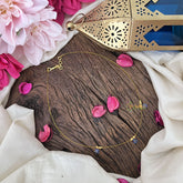 Vriksham Gold Look Alike AD Stone 3 Floral Invisible Chain-Blue-G18336