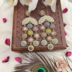 Vriksham Ishita Multicolor Statement Dangler Earrings With Crystal Accents Earrings-G20156