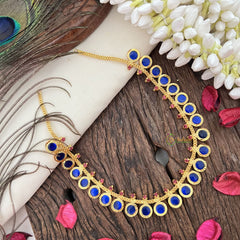 Vriksham Traditional Kerala Round Palakka Short Neckpiece-Blue-G17276