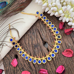 Vriksham Traditional Kerala Round Palakka Short Neckpiece-Blue-G17276