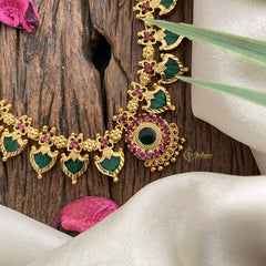 Vriksham Traditional Kerala Palakka Short Neckpiece-Green-12 Palakka-G17250