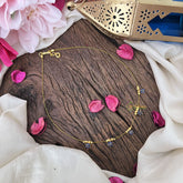 Vriksham Gold Look Alike AD Stone 5 Floral Invisible Chain-Blue-G18339