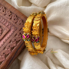 Lakshmi Silk Thread Kundan Bangle-Pink Lotus-G12286