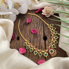 Vriksham Traditional Kerala Palakka Short Neckpiece-Green-12 Palakka-G17250