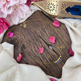 Vriksham Gold Look Alike AD Stone 3 Floral Invisible Chain-Blue-G18340