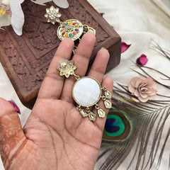 Vriksham Gulbahaar Meenakari Floral Round With Kundan Tear Drop Earrings-G20154