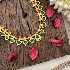 Vriksham Traditional Kerala Palakka Neckpiece-24 Palakka-Green-G17271