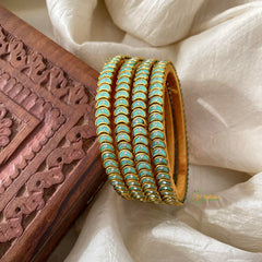 Green Stone Silk Thread Kundan Bangle-Chand-G12284
