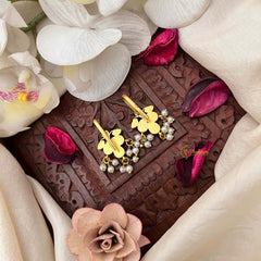 Vriksham Pushpika Style Pearl Drop Kundan Jadau Bugadi-Green Red & White-J4139