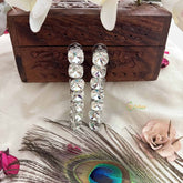 Vriksham Arya Crystal Silver-Tone Sparkling Rhinestone Statement Hoops Earrings-G20159