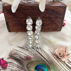 Vriksham Arya Crystal Silver-Tone Sparkling Rhinestone Statement Hoops Earrings-G20159