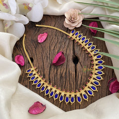 Vriksham Traditional Kerala Naga Padam Neckpiece-Blue-30 Petals-G17244