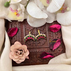 Vriksham Unique Down Side Emerald Ruby Crescent Pearl Detailing Kundan Jadau Bugadi-J4145