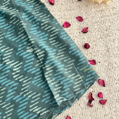 Vriksham Teal Green Handblock Cotton Short Kurti-VS4266