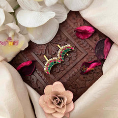 Vriksham Vriksham Unique Down Side Ruby Emerald Crescent Pearl Detailing Kundan Jadau Bugadi-J4183