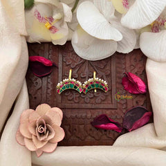 Vriksham Vriksham Unique Down Side Ruby Emerald Crescent Pearl Detailing Kundan Jadau Bugadi-J4183