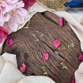 Vriksham Exquisite AD Stone Floral Invisible Chain-Green-Pearls-G18360