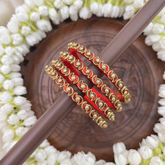 Vriksham Royal Red and Gold Ethnic Style Silk Thread Kundan Bangles-G20841