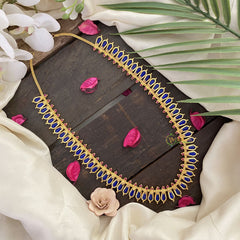 Vriksham Traditional Naga Padam Mala Long Neckpiece-Blue-G17265
