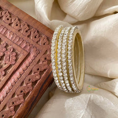 Single Line Stone Silk Thread Kundan Bangle -White-G12263