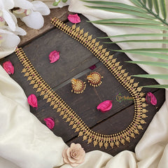 Vriksham Gold Look Alike Designer Long Neckpiece-Red-G17280