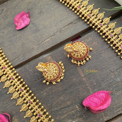 Vriksham Gold Look Alike Designer Long Neckpiece-Red-G17280