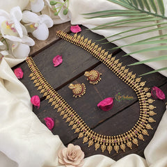 Vriksham Gold Look Alike Designer Long Neckpiece-Red-G17280