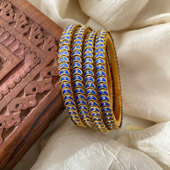 Dark Blue Stone Silk Thread Kundan Bangle-Chand-G12283