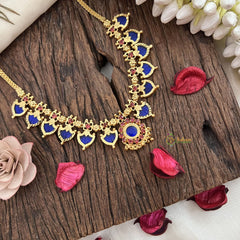 Vriksham Traditional Kerala Palakka Short Neckpiece-Blue-12 Palakka-G17252