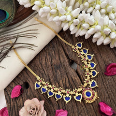 Vriksham Traditional Kerala Palakka Short Neckpiece-Blue-12 Palakka-G17252