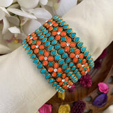Vriksham Silk Thread Kundan Bridal Bangle-Orange & Sea Green-G16233